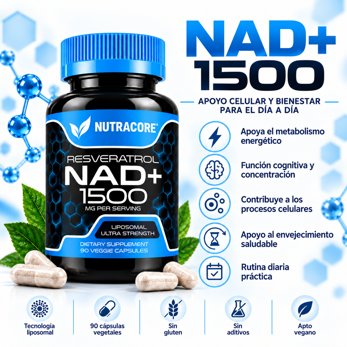 Suplemento liposoma NAD+ con resveratrol EDICIÓN LIMITADA
